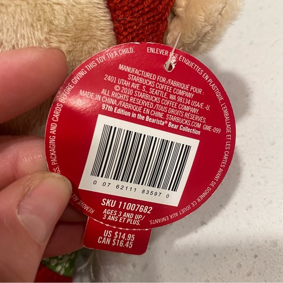 Vintage Starbucks Bearista Bear Plush Holiday Mouse Writer 2010 97th Edition - Picture 5 of 8